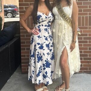 Floral Blue and White Dress
